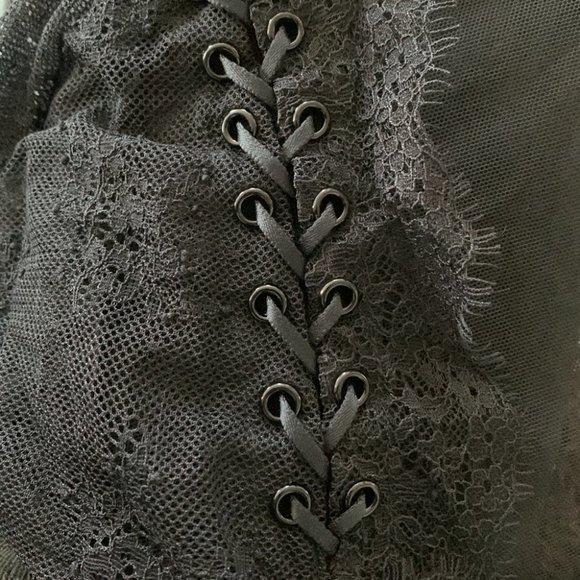 Small Victoria Secret Very Sexy Bodysuit Teddy Black Eyelash Lace Top Shirt - Picture 9 of 10